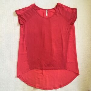 Mur Mur Womens Top Size L Coral Pink Short Sleeve‎ High Low Hem Blouse